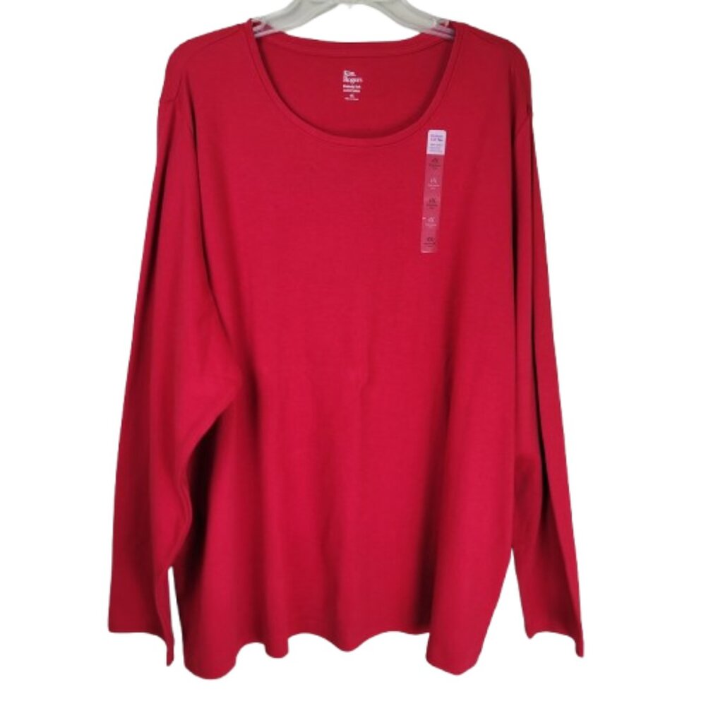 Kim Rogers Women's Perfectly Soft Long Sleeve Tee Shirt Women's 4X Red Crew Neck